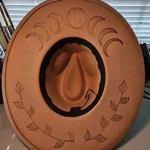 Desert Zodiac Custom Burned Wide Brim Hand Pyrography Fedora ? Accessories | Desert Zodiac Custom Burned Wide Brim Hand  main image 3
